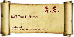 Nánai Rita névjegykártya
